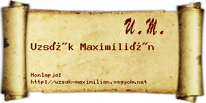 Uzsák Maximilián névjegykártya